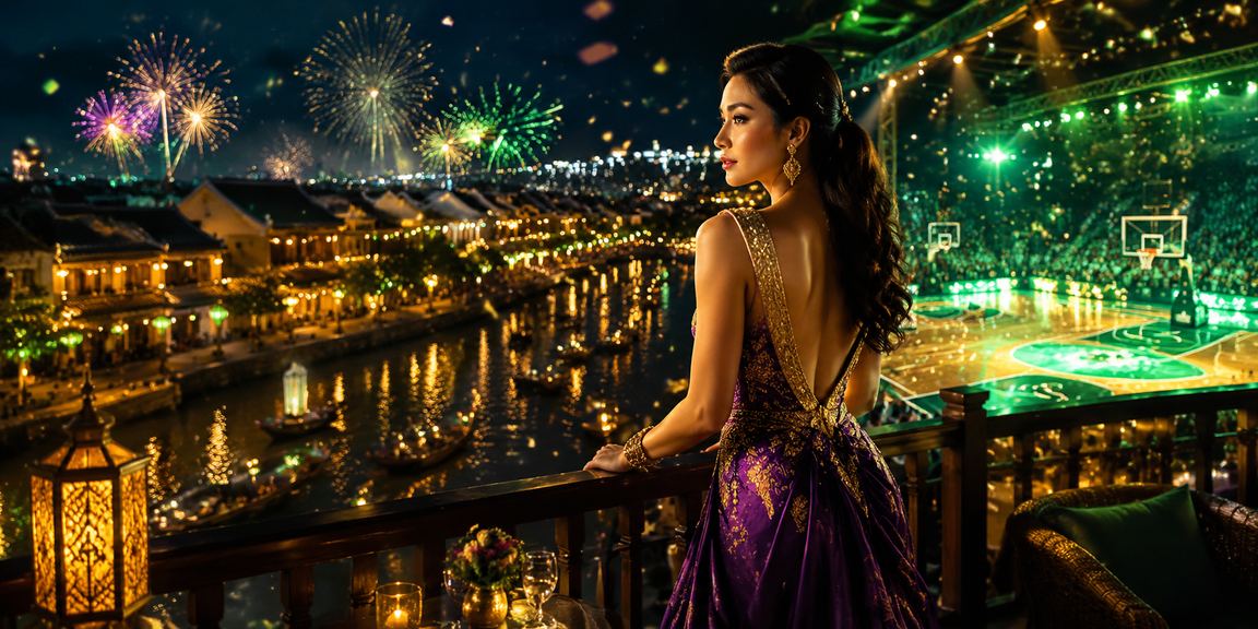 Người dùng tại Hội An theo dõi cá cược bóng rổ qua điện thoại trong quán cà phê buổi sáng